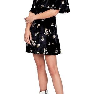 Free people be my baby velvet floral print high neck mini